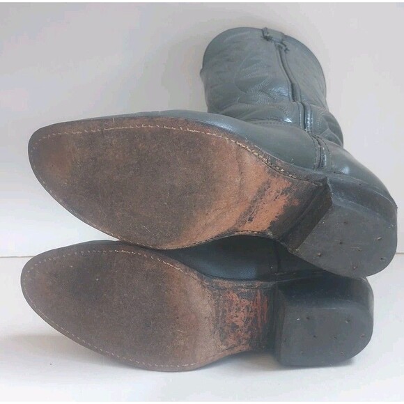 Mens Gray Leather Fancy Stitched Pointed Toe Western Boots Size 7.5D - Picture 8 of 10